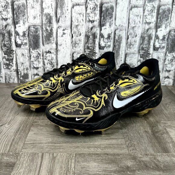 Nike Alpha Huarache Elite 3 Low Baseball Cleats CV3553-001 Size 15 Black Gold - Picture 4 of 8